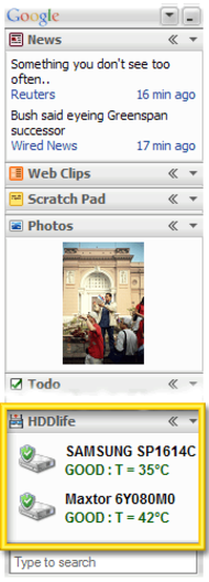 HDDlife plugin for Google Desktop screenshot